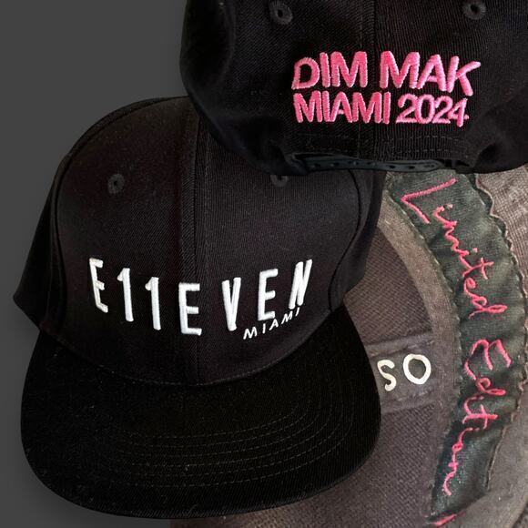 RARE E11EVEN Miami x Dim Mak 2024 SnapBack Dad Hat Black Dim Mak MMW Limited LE